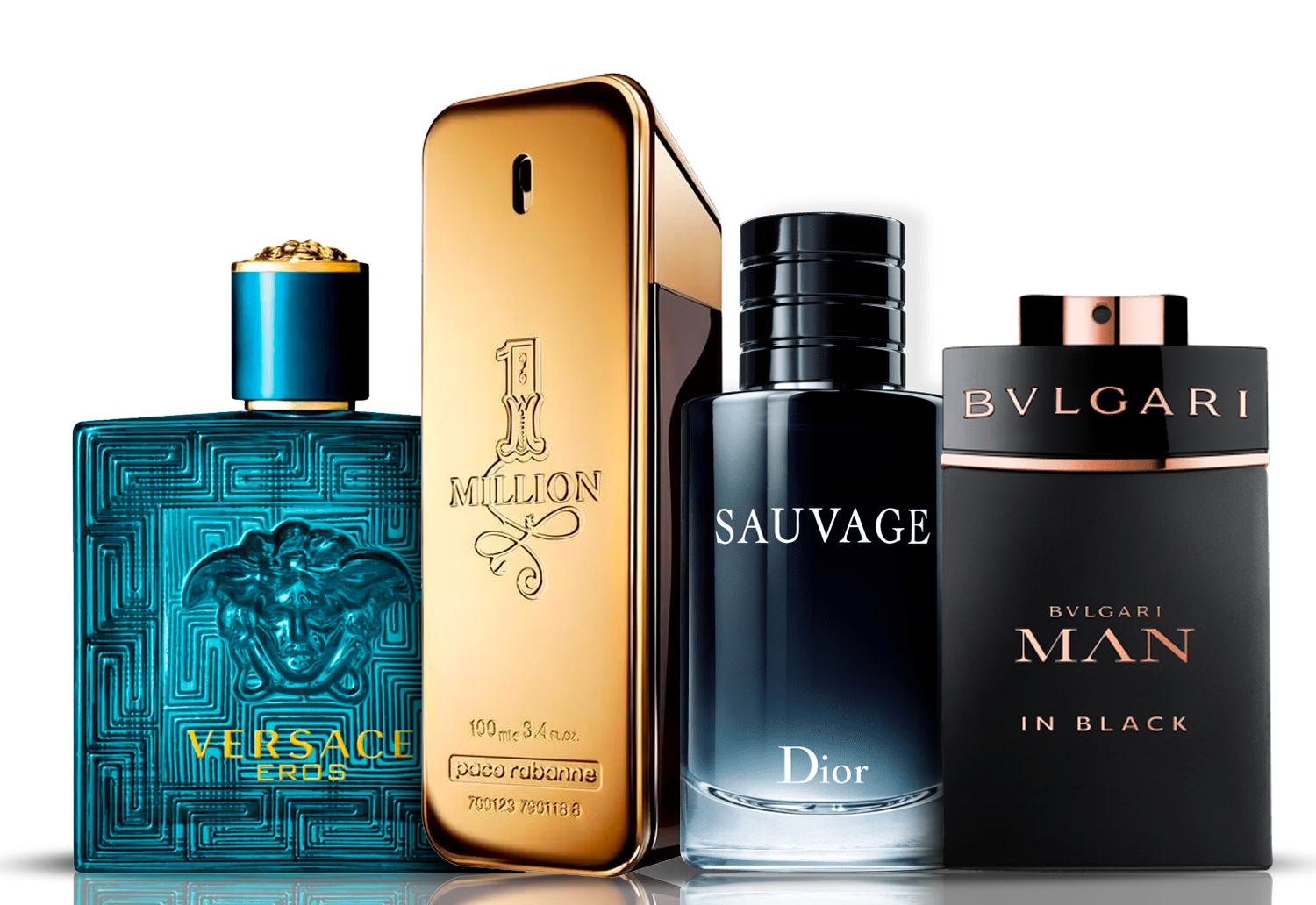 Комплект от 4 парфюма | Eros Versace + One Million Paco Rabanne + Bvlgari Man in Black + Sauvage Dior 100 ml